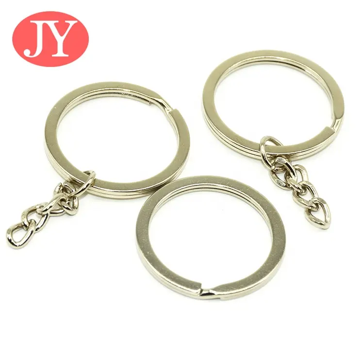 Плоское кольцо для ключей, никелевые цветные Пустые логотипы, изготовленные на заказ кольца для ключей с цепочкой