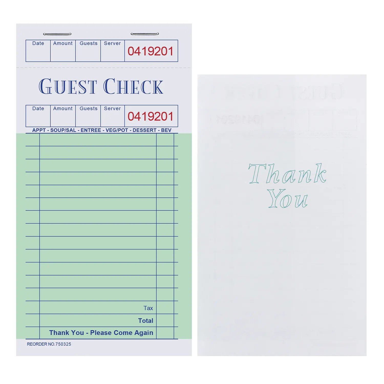 Aanpasbare Content Offsetdruk Cheque Gust Book Inkooporder Voor Restaurant En Hotel