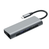 Hub USB C 7 en 1 con HDMI 4K, RJ45 Gigabit, USB 3.0, PD 60W, Lector de Tarjetas SD y TF, Base de Aluminio para MacBook y Laptop