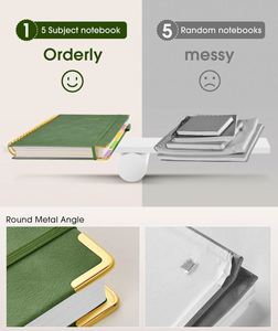 Green Large B5 Leather Hardcover Spiral Notebook 300 Page College Ruled <b>Journal</b> Removable Dividers Tabs 5 Subjects for College - Product Image 3