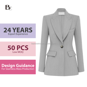 3D Nakışlı Çentikli Yaka Nefes Alabilen Kumaştan Kadın Fitilli Ceketini Deneyin - Product Image 1