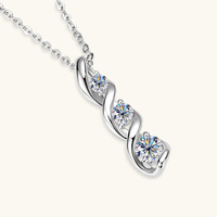 Bijoux quotidiens Infinity Moissanite 3 collier en pierre pour femmes D couleur argent Sterling usine en gros