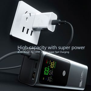 พาวเวอร์แบงค์แบบพกพา ดีไซน์ใหม่ ความจุ 20000 มิลลิแอมป์ รองรับ PD 100W สำหรับแล็ปท็อป กำลังไฟสูง 145W ชาร์จเร็วแบบสองทิศทาง ความจุจริง เหมาะสำหรับการเดินทาง - Product Image 2