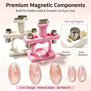 Aimant à ongles rotatif 2-en-1 effet œil de chat, outil magnétique automatique pour effet perles de verre pour vernis gel œil de chat, manucure DIY - Product Image 3