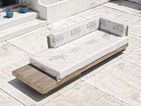 Muebles de Jardín de Lujo para Patio, Resistentes a la Intemperie, Sofá Largo de Teca Maciza para Exteriores con Diseño de Mesa Lateral