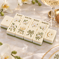 Tuiles de Mahjong Crémeuses en Acrylique – Jeu de Mariage Premium pour Fêtes – Décoration Souvenir de Table de Mahjong Américain