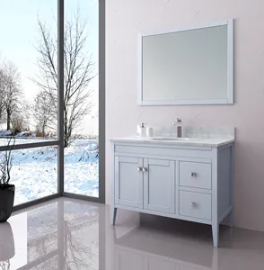 Light blue cabinet bathroom european style solid wood 30" bathroom vanities combo