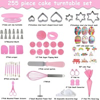 Backzubehör-Set mit Tortendrehteller, Spritztüllen, Spritzbeuteln, Spatel und Zuckerguss-Utensilien für Anfänger