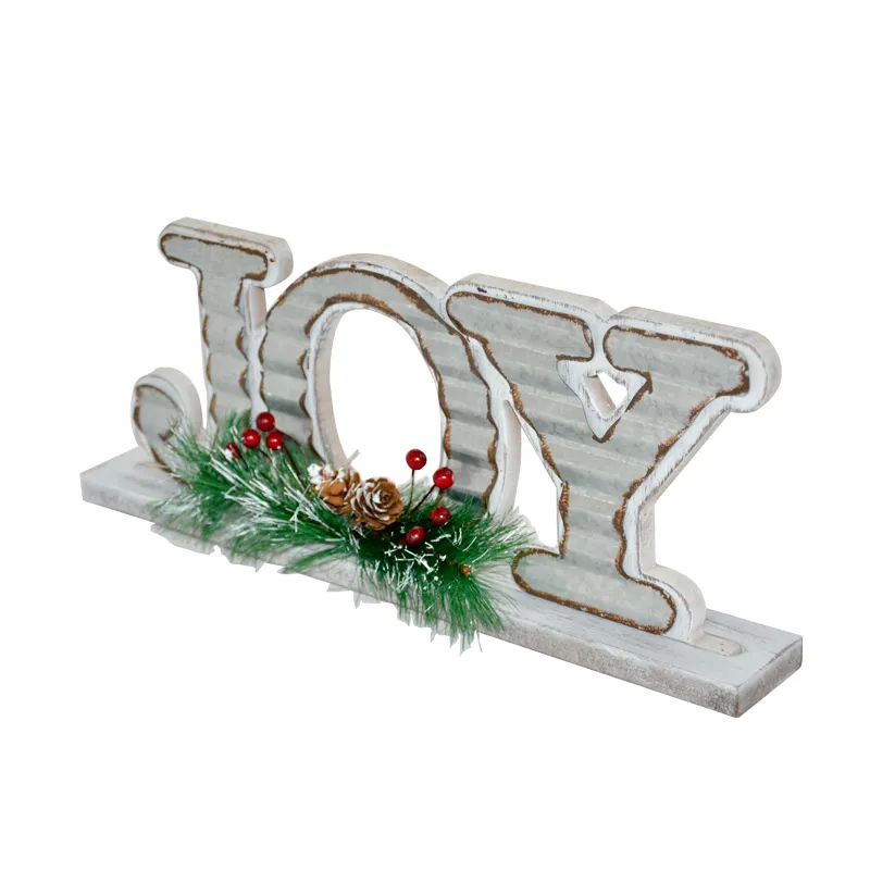 Decoración de madera MDF para manualidades, ornamento de letras del alfabeto de santa, navidad