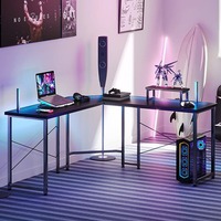 Bureau d'angle en L noir moderne et populaire pour la maison, le bureau, le salon ou la chambre, avec support pour écran, idéal pour le gaming sur PC - Offre Spéciale