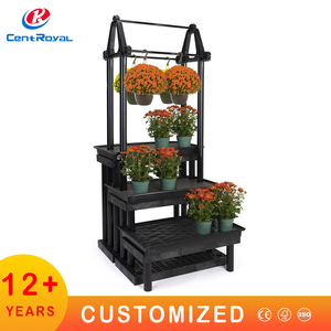Estante de exhibición de flores con ruedas con dosel Soporte de venta al por menor de varios niveles para escaparate de plantas - Product Image 6