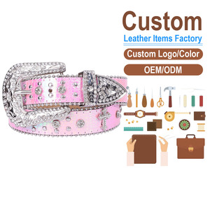 Cinturón de PU con Pedrería Personalizado al por Mayor, Fabricante Directo de Fábrica OEM/ODM, Cinturón de Moda Americana con Hebilla en S para Mujer - Product Image 1