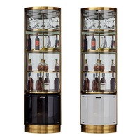Meuble à vin de luxe accessible en acier inoxydable et titane, miroir, sur pied, triangulaire, en forme d'éventail, pour coin mural, salon domestique