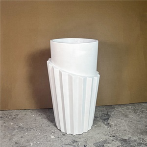 Lớn trắng gốm bảng Flower Vase Đối với trang chủ và trang trí sân vườn thanh lịch tầng Vase - Product Image 6