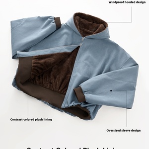 Chaqueta de Invierno Estilo Vintage para Hombre, Nueva Tendencia, Felpa Corta con Capucha de Color en Contraste, Talla XL, Material de Lona, Estilo Urbano - Product Image 3