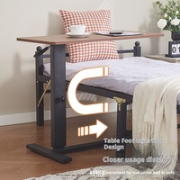 Bureau debout en métal, réglable et mobile, avec table d'appoint multifonctionnelle pour ordinateur et café, et table de chevet