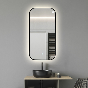 Miroir <span class=keywords><strong>de</strong></span> <span class=keywords><strong>salle</strong></span> <span class=keywords><strong>de</strong></span> <span class=keywords><strong>bain</strong></span> avec éclairage <span class=keywords><strong>LED</strong></span>, cadre en aluminium, miroir mural avec coins arrondis - Product Image 1