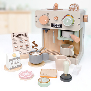 Machine à café miniature en bois multifonctionnelle pour l'apprentissage et le développement cognitif, modèle de jouet éducatif en gros - Product Image 3