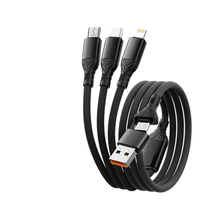 Câble de charge rapide 3 en 1 3 en 2 100W, câble de charge multi-prise en nylon tressé en alliage de zinc pour téléphone portable L Micro USB Type C