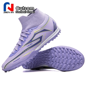 Venta al por mayor de fábrica: Zapatillas de fútbol personalizadas transpirables de caña alta TF con tacos, ideales para entrenamiento y partido, esenciales para aficionados. - Product Image 1