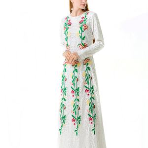 Robes longues décontractées pour femmes, nouvelles robes maxi en dentelle florale brodée, tissées, respirantes, écologiques, lavables, coupe ample, personnalisables OEM - Product Image 3