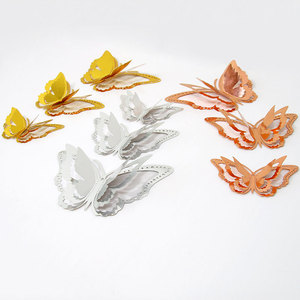 Adesivi Murali 3D a Forma <span class=keywords><strong>di</strong></span> Farfalle Dorate Rimovibili, 12 Pezzi, 12 Stili, 3 Misure, Riutilizzabili, per Capodanno e Cameretta Bambini - Product Image 4