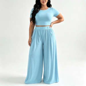 Nuovo Completo Due Pezzi da <span class=keywords><strong>Donna</strong></span> <span class=keywords><strong>Taglie</strong></span> Forti, Casual e Sexy, in Maglia Morbida, ad Asciugatura Rapida e Traspirante - Product Image 4