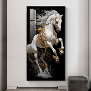 Imagen de Caballo Blanco personalizada, lámpara de pintura de porcelana de cristal, pared de Hotel, LED, sala de estar, dormitorio, entrada, pasillo, decoración - Product Image 2