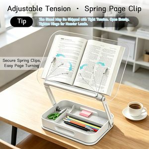 Support de livre en bois réglable en hauteur et rotatif à 360°, support de lecture pliable, support de livre portable - Product Image 2