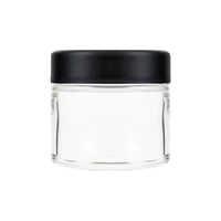 Pot rond de 2oz Bocaux en verre transparent à flanc droit Bocal en verre hermétique avec couvercles lisses en plastique noir