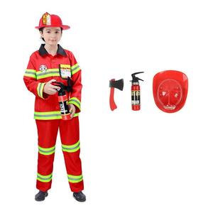 子供向け消防士コスチュームファイヤーチーフはパンツとキャリアデーのロールプレイのトップを含むユニフォームをドレスアップ - Product Image 1