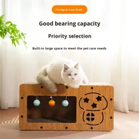 Griffoir pour chat minimaliste à double couche et maison pour chat avec panneau de densité résistant aux rayures et papier ondulé