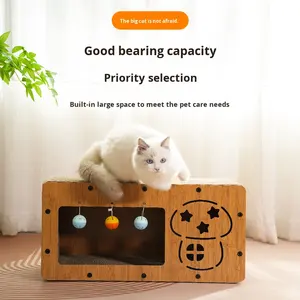 Arranhador Minimalista para Gatos de Dupla Camada e Casa para Gatos com Placa de Densidade Resistente a Arranhões e Papel Ondulado - Product Image 5