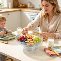 Vente en gros de bols à pied en verre côtelé transparent, à large ouverture, pour fruits, salades, desserts, pour la maison, les restaurants, les hôtels, la vaisselle de table