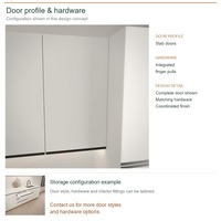 Armoires de cuisine RTA en PVC thermoformé au design minimaliste, configuration en U, boîtes d'armoires en panneaux de particules et dimensions personnalisées