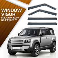 Protectores de Ventanas Laterales Contra Lluvia para Land Rover Defender 110 130 L663 2020+, 4 Piezas, Deflectores de PC con Franja Cromada