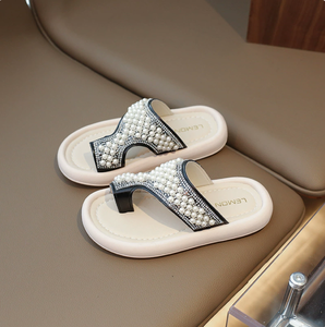 Chaussures d'été pour enfants au design adorable, chaussures de princesse <span class=keywords><strong>à</strong></span> semelle souple en perles, pantoufles plates pour bébé fille - Product Image 5