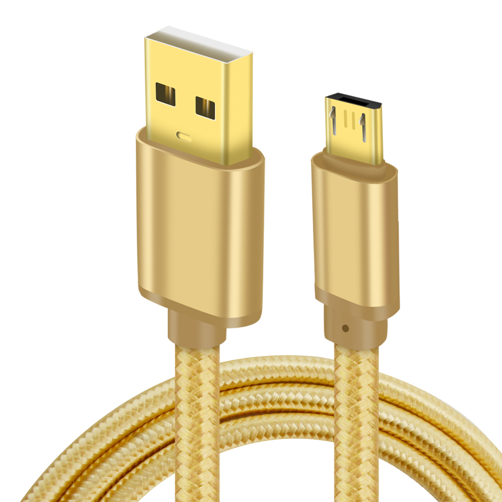 Высококачественный позолоченный корпус из алюминиевого сплава USB 2,0 тип А к micro 5pin кабель для передачи данных 480 Мбит/с 2.4A Быстрая зарядка для мобильного телефона