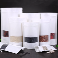 Sachet Doypack en papier kraft blanc avec fenêtre de présentation pour noix et thé, vente en gros