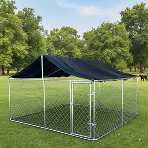 Arka Bahçe Hava Koşullarına Dayanıklı Açık Hava Köpek Kulübesi Ağır Hizmet Tipi Galvaniz Çelik Muhafaza Su Geçirmez Çatılı - Product Image 1