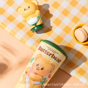 Genuine Butter <b>Bear</b> Shaped Cup-Butter <b>Bear</b> Doll Toy <b>Cute</b> Design Straw Type Environmental Protection General Use - Product Image 4