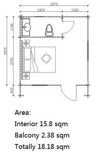 18.18 ㎡   Cabane préfabriquée en bois de pin avec cuisine et salle de bain, mini-<span class=keywords><strong>maison</strong></span> de vacances pour jardin ou cour arrière - Product Image 5