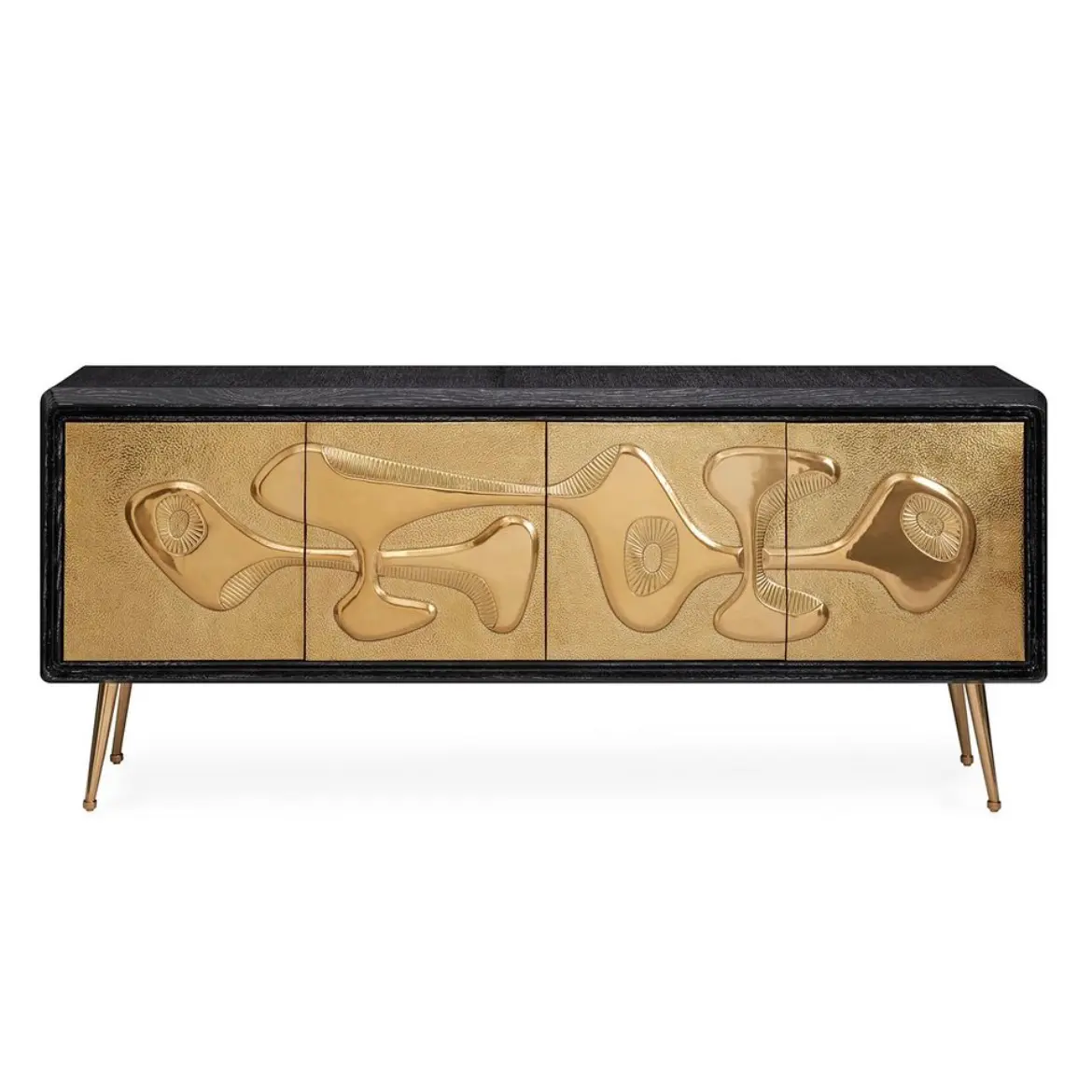 Jonathan Adler Reform Credenza Schrank Metall beine Relief Textur Geformte Massivholz tür Wohnzimmer möbel