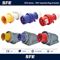 Prise et Fiche Industrielles SFE Haute Qualité 32A 220-240V~2P+E 6h Mâle-Femelle en Cuivre, Niveau IP44, 3 Prises, Vente en Gros