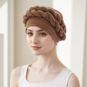 ฮิญาบ1ชิ้น, ฮิญาบยืดหยุ่นได้พร้อมผ้าพันคอถักเปีย - Product Image 4