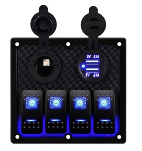 4-<b>button</b> 12V/24V switch panel with dual USB socket charger, waterproof design, suitable for yachts, A/B Type boat accessories - Product Image 1