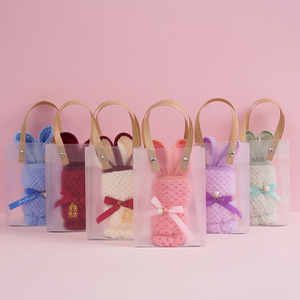 Serviettes en polaire Lapin et Ours 75x35 cm, douces pour la peau, coffret cadeau pour mariage, cadeaux de remerciement pour demoiselles d'honneur - Product Image 1
