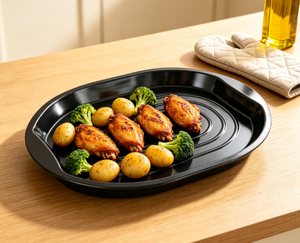 Large Oval Non Stick Aluminized Steel 0.6mm Thick <b>Oven</b> Safe <b>Baking</b> <b>Tray</b> Roasting Pan Hand Wash Only Home Bakery - Product Image 3