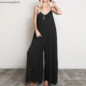 Zomer Nieuwe Mode Sexy V-hals Strap Halter Jumpsuit Wijde Broek