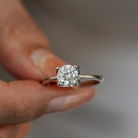 Bagues Solitaires en Moissanite VVS Taille Ronde de 0,5 à 3 Carats en Argent S925 pour Femme, Bijoux de Fiançailles et de Mariage
